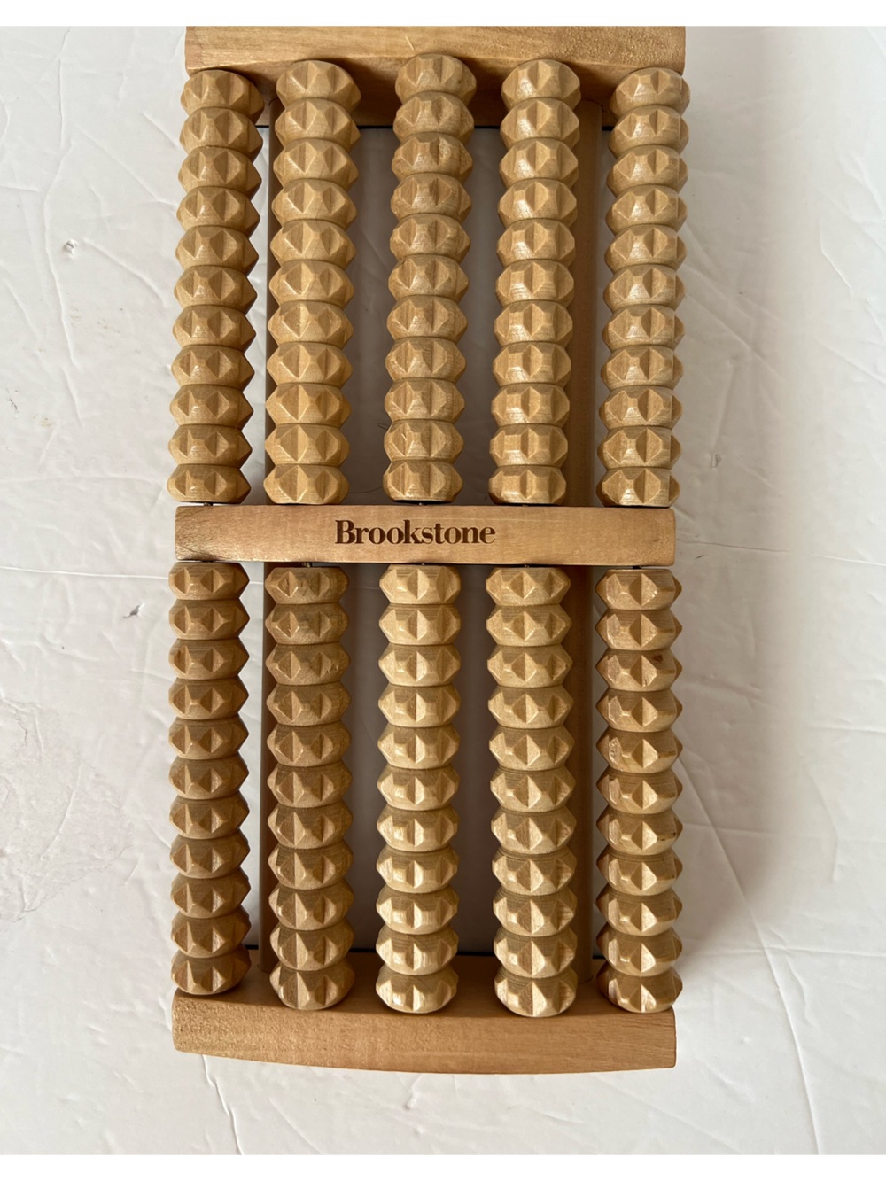 Brookstone Wooden Foot Massager Roller Reflexology Massage Therapy  10"X5"